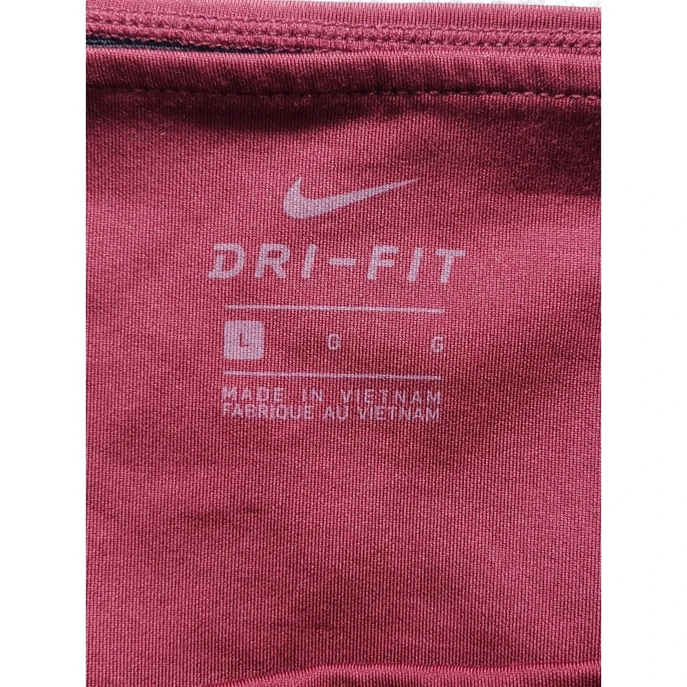 Nike Dri Fit Women Athletic‎ Leggings L Red High Waistband Pull On Logo Active